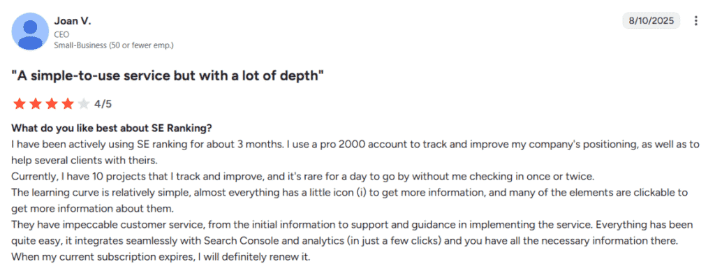 SE Ranking User Reviews